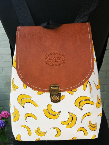 Fruit design collection - rucksack with leather flap - Banana